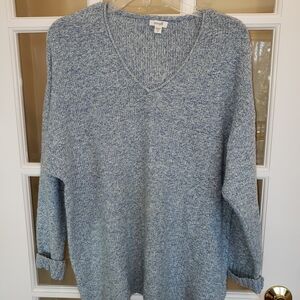 J.Jill-purejill- Heathered Blue V-Neck Sweater Size: S